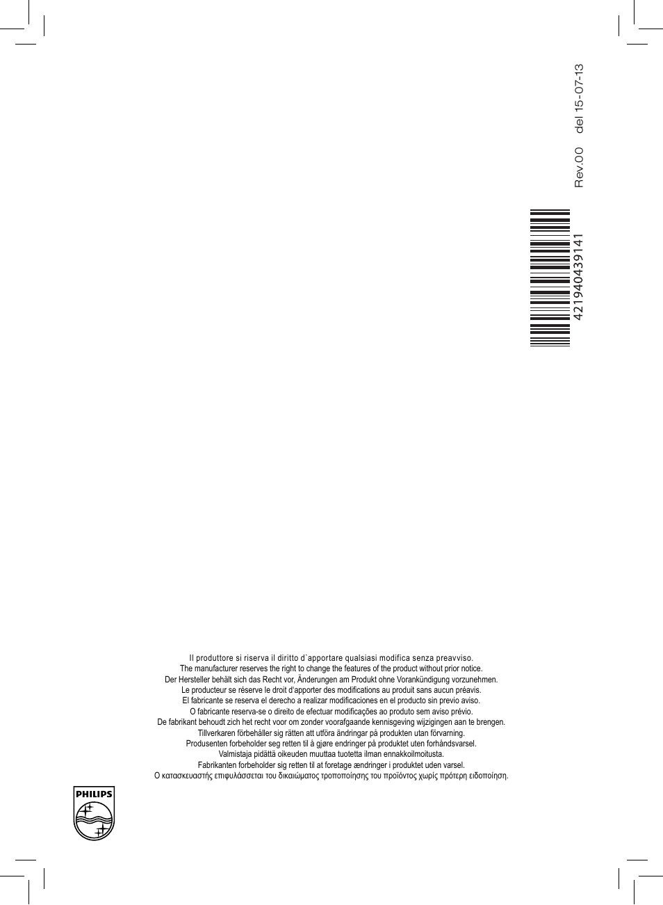 Philips Saeco Minuto Machine espresso Super Automatique User Manual | Page 92 / 92