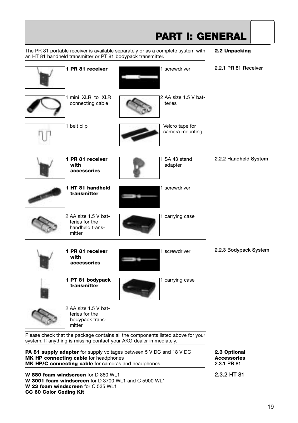 Part i: general | AKG Acoustics HT 81 User Manual | Page 4 / 19