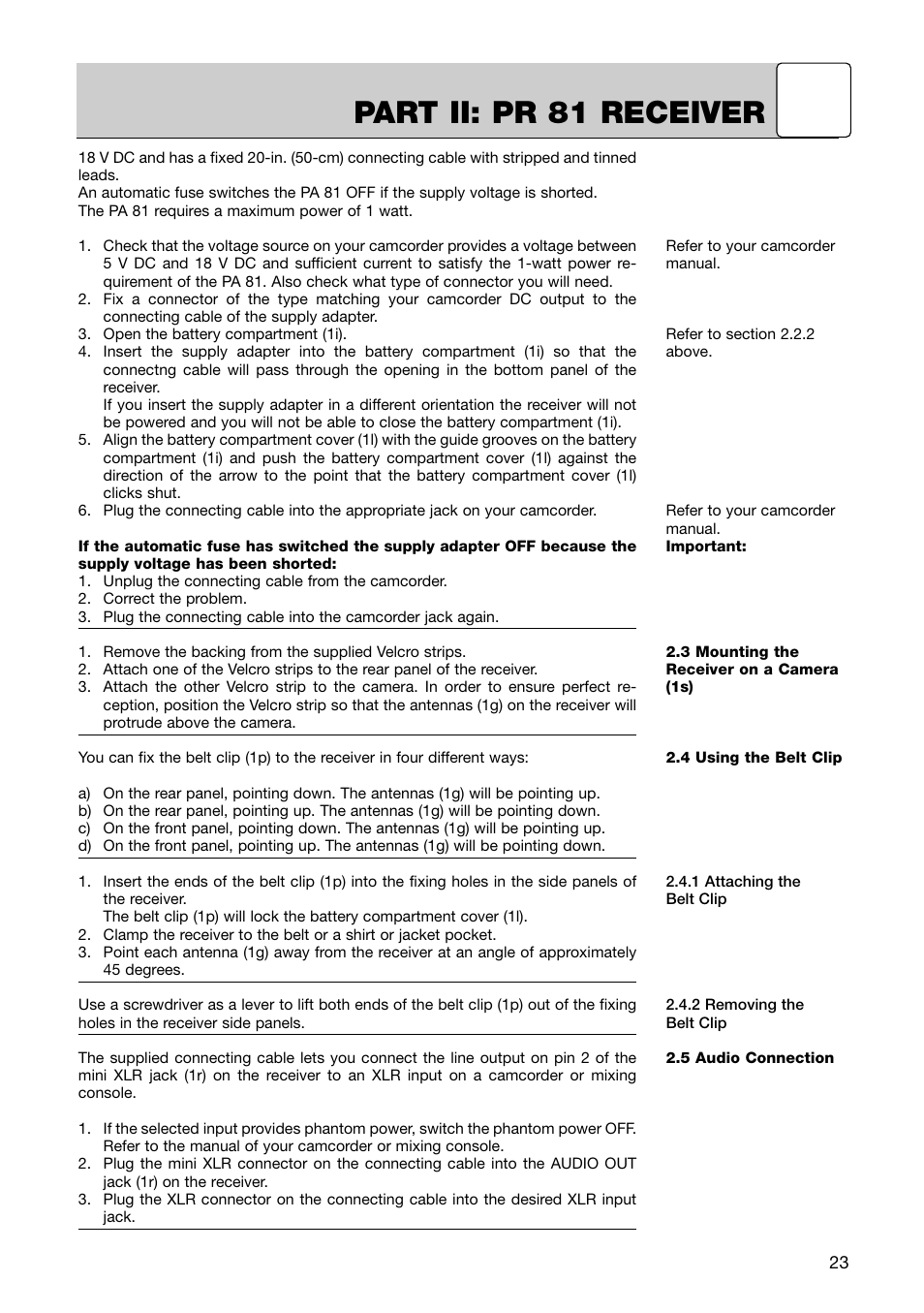 Part ii: pr 81 receiver | AKG Acoustics HT 81 User Manual | Page 8 / 19