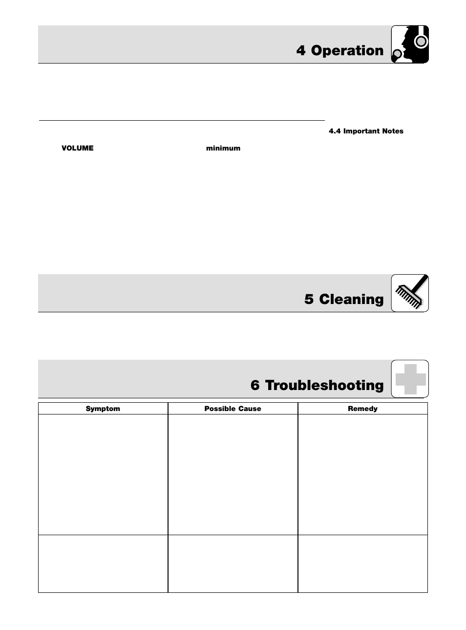 4 operation, 5 cleaning 6 troubleshooting | AKG Acoustics K 105 UHF User Manual | Page 13 / 48