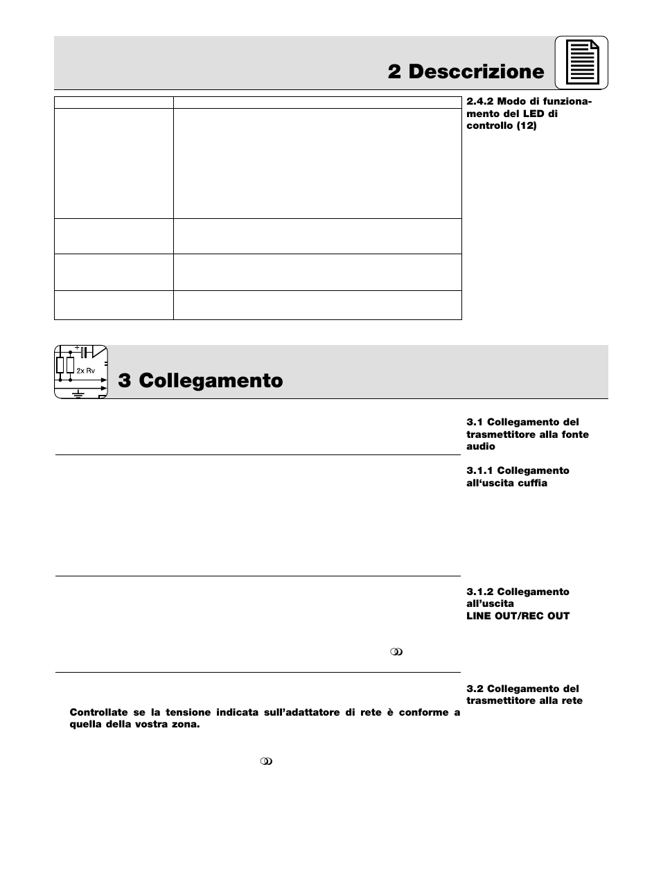 2 desccrizione, 3 collegamento | AKG Acoustics K 105 UHF User Manual | Page 25 / 48