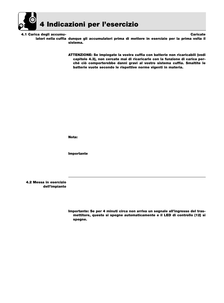 4 indicazioni per l’esercizio | AKG Acoustics K 105 UHF User Manual | Page 26 / 48