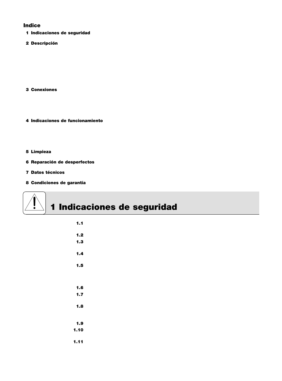 1 indicaciones de seguridad, Indice | AKG Acoustics K 105 UHF User Manual | Page 30 / 48