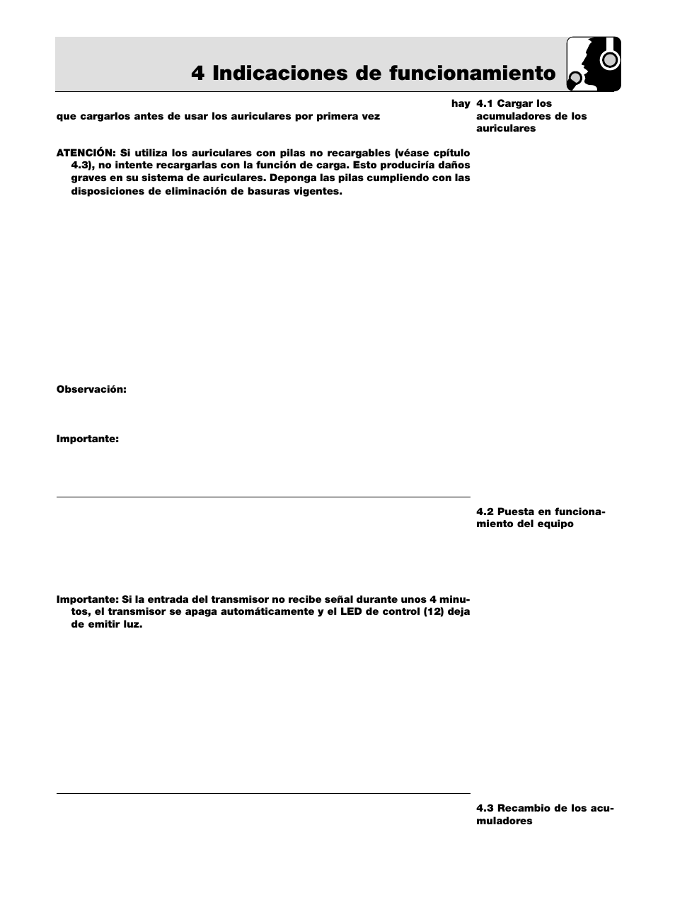 4 indicaciones de funcionamiento | AKG Acoustics K 105 UHF User Manual | Page 33 / 48