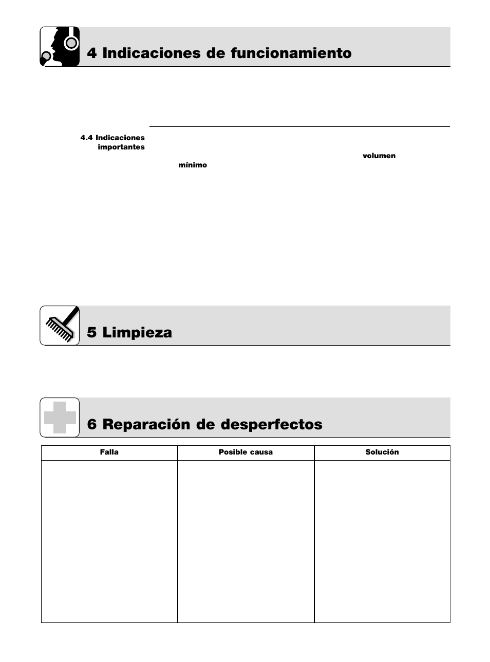 4 indicaciones de funcionamiento, 5 limpieza, 6 reparación de desperfectos | AKG Acoustics K 105 UHF User Manual | Page 34 / 48