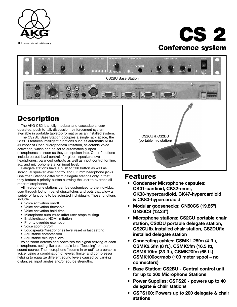 AKG Acoustics CS2 User Manual | 4 pages