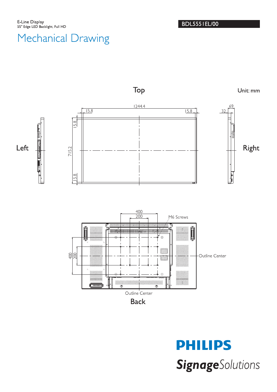 Philips Signage Solutions Écran E-Line User Manual | 2 pages