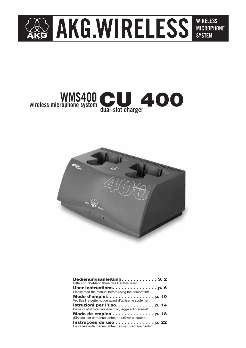 AKG Acoustics WMS400 CU 400 User Manual | 32 pages