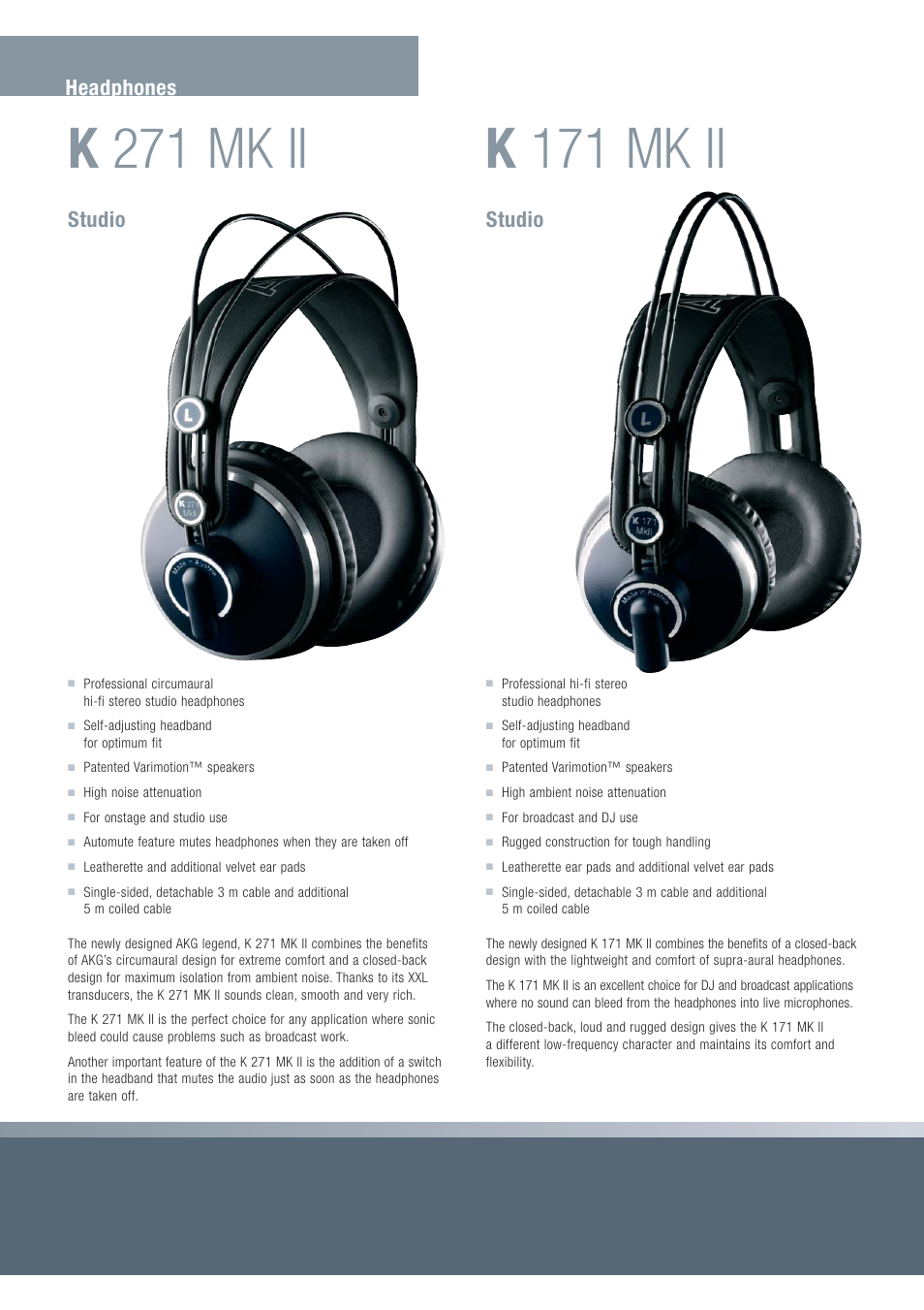 Studio, Studio headphones | AKG Acoustics Perception 420 User Manual | Page 6 / 12