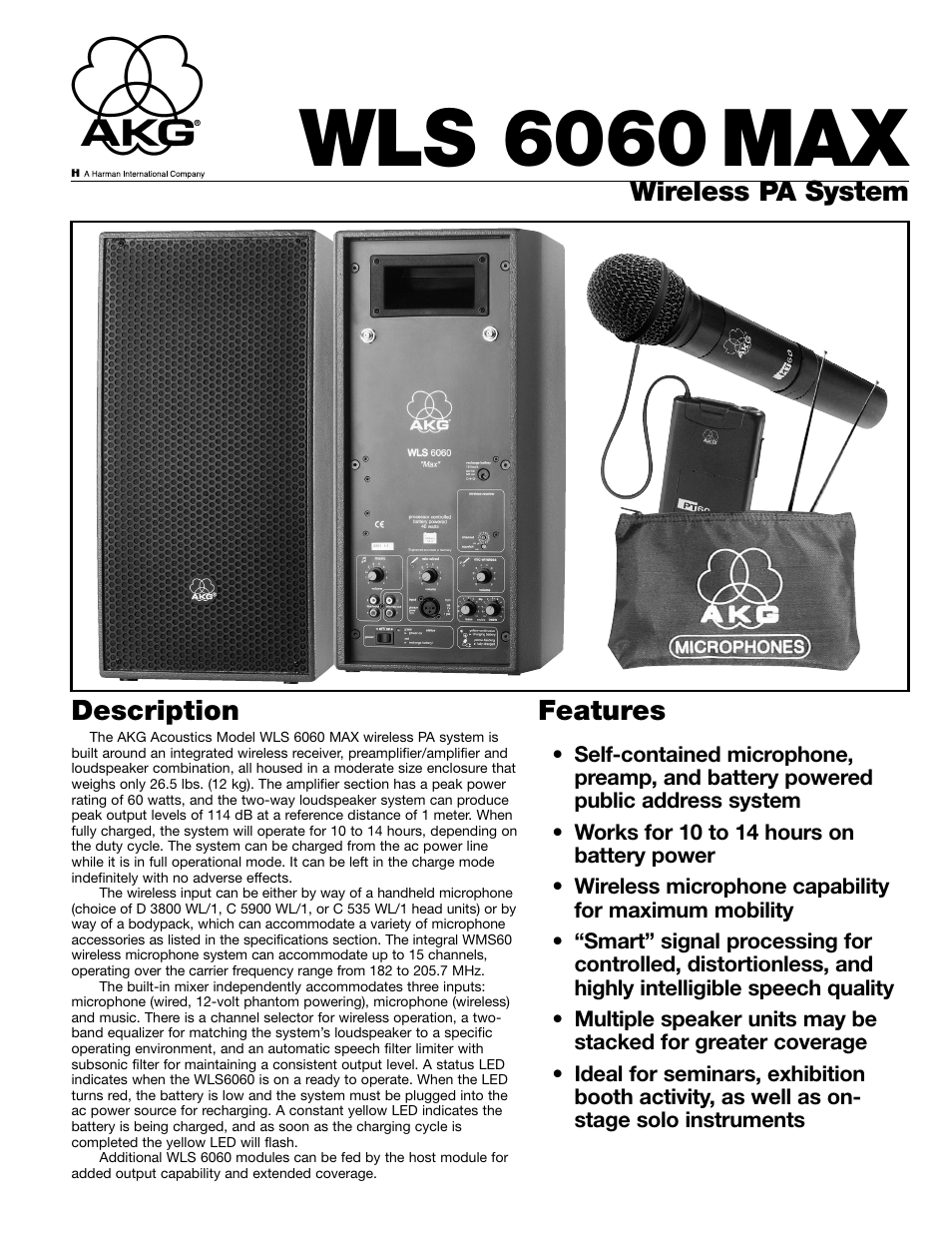 AKG Acoustics WLS 6060 MAX User Manual | 2 pages