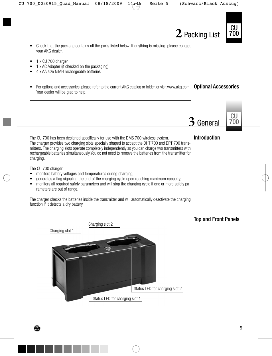 Packing list, General | AKG Acoustics CU700 User Manual | Page 5 / 44