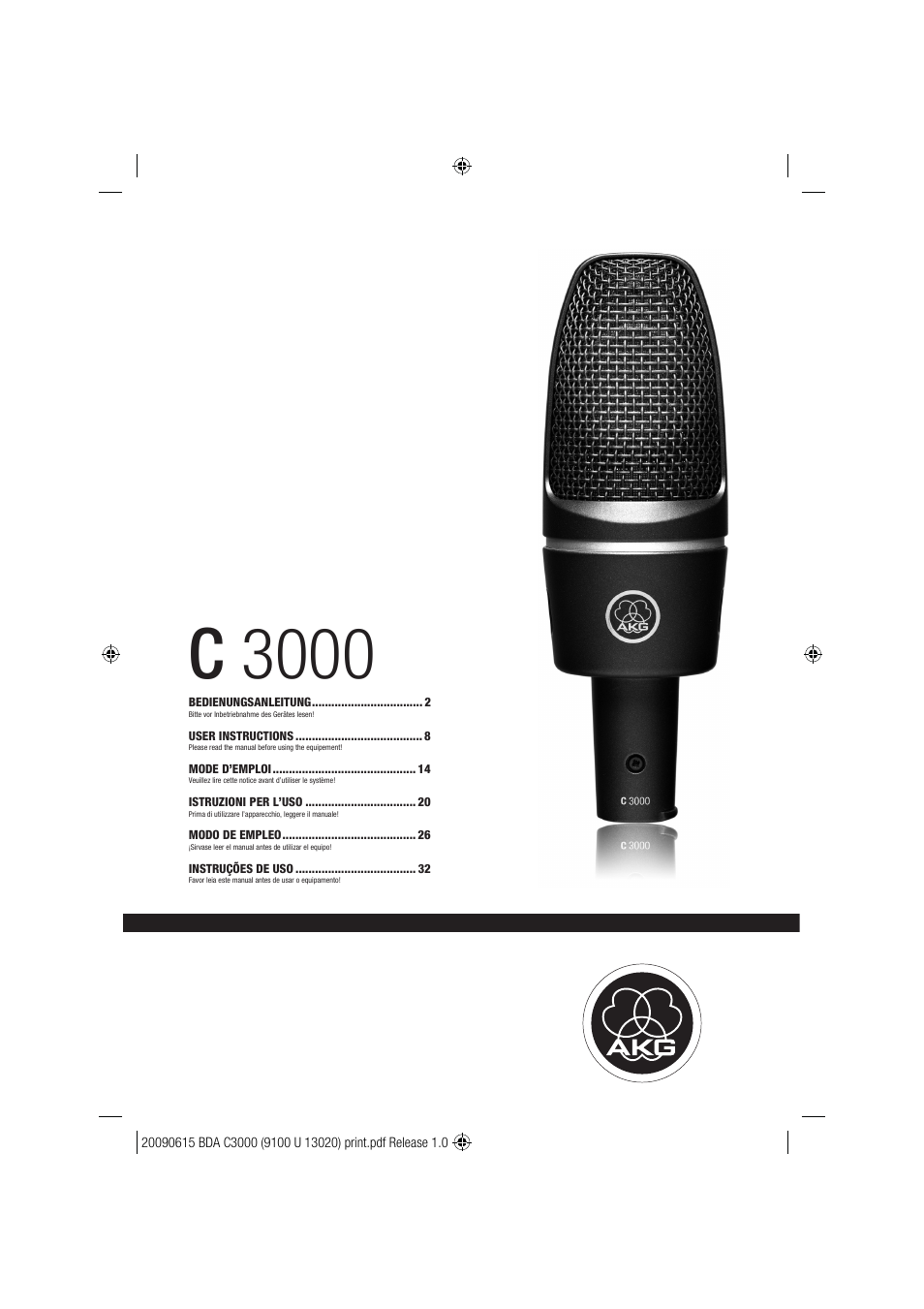 AKG Acoustics C 3000 User Manual | 38 pages