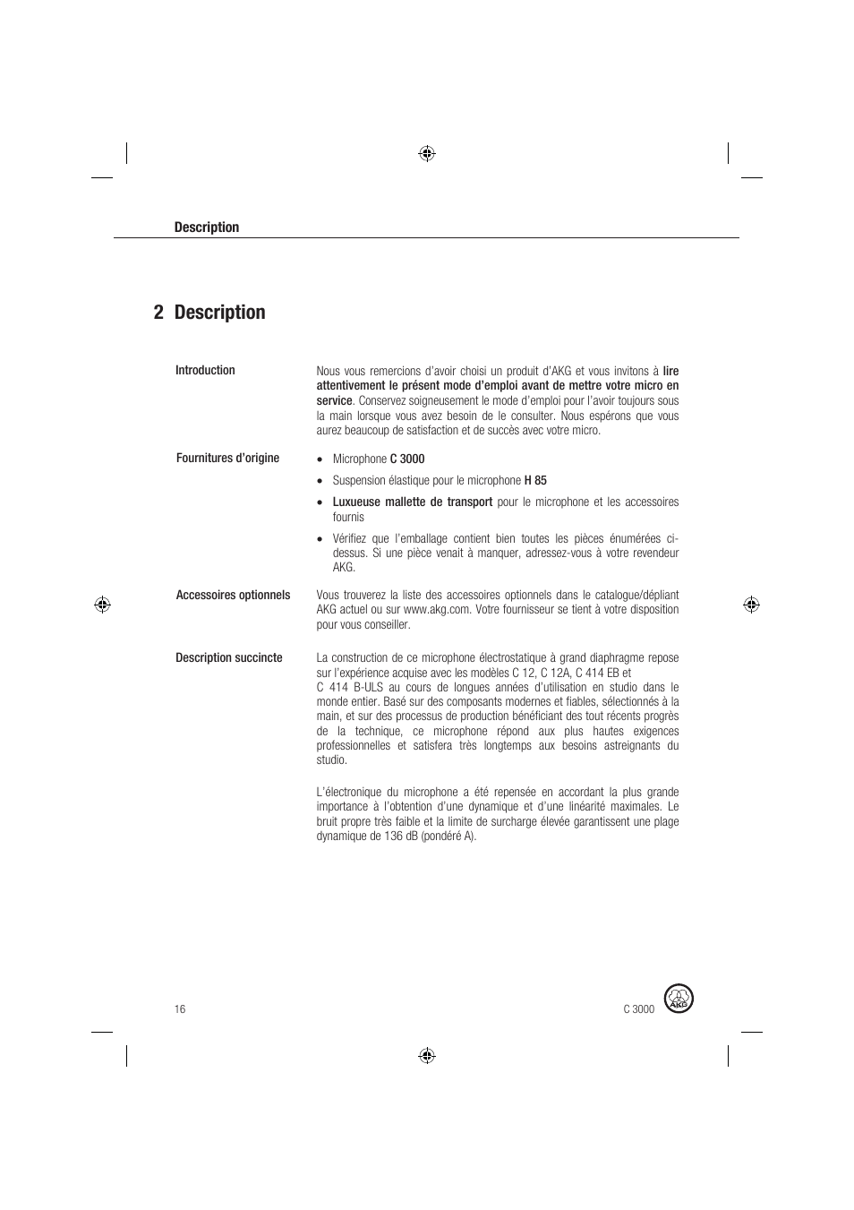 2 description | AKG Acoustics C 3000 User Manual | Page 16 / 38