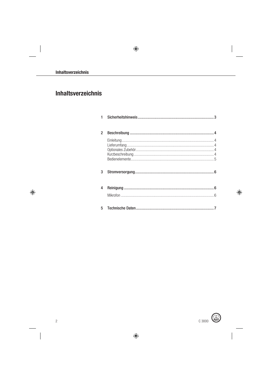 AKG Acoustics C 3000 User Manual | Page 2 / 38