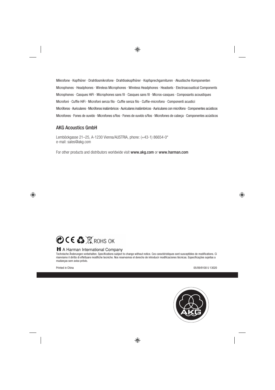 Akg acoustics gmbh | AKG Acoustics C 3000 User Manual | Page 38 / 38