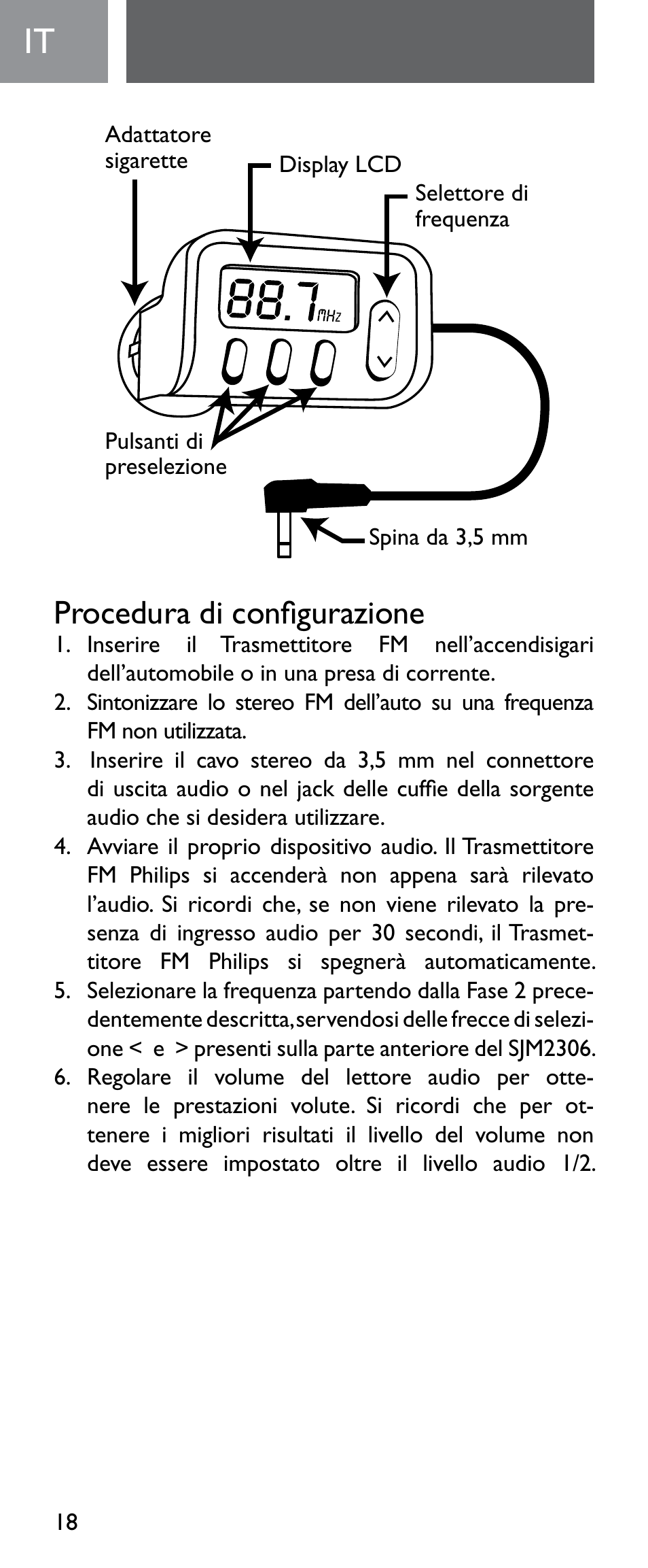 Procedura di configurazione | Philips Émetteur FM numérique User Manual | Page 18 / 48