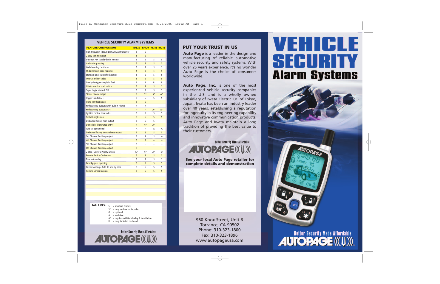Auto Page RF420 User Manual | 2 pages
