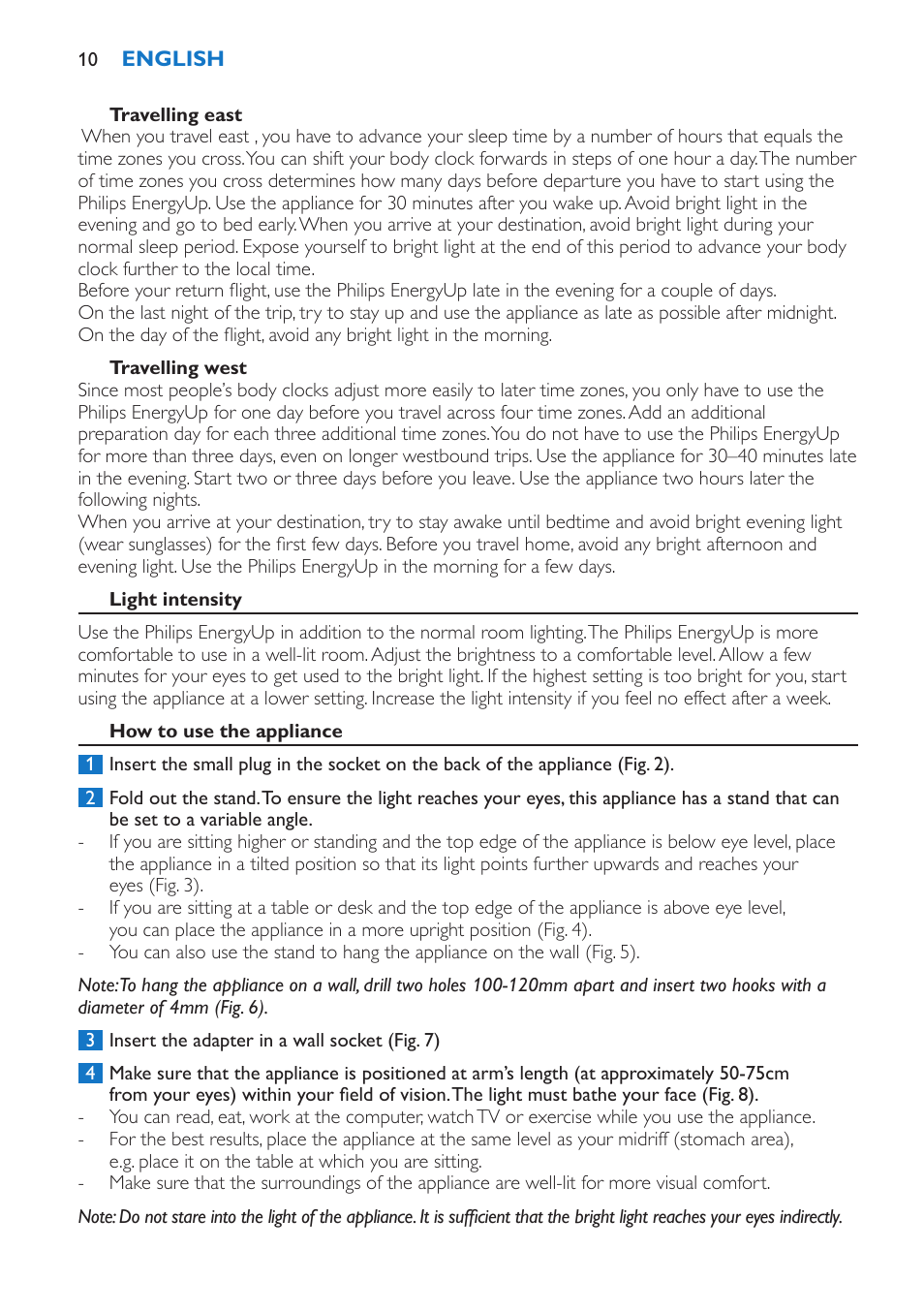 Philips EnergyUp Lampe Energylight User Manual | Page 10 / 92