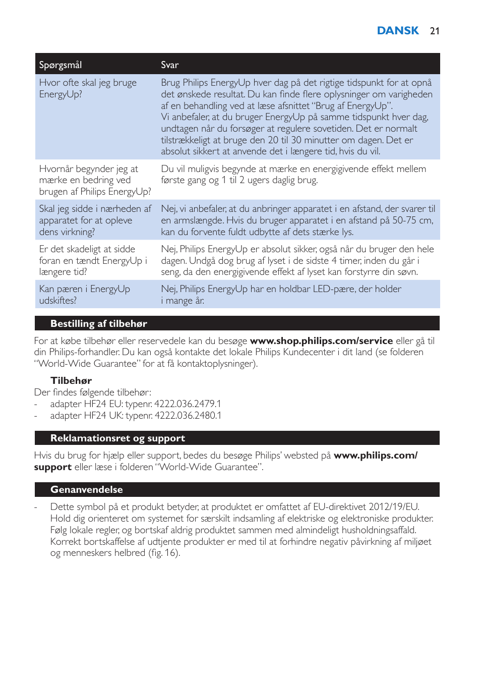 Philips EnergyUp Lampe Energylight User Manual | Page 21 / 92