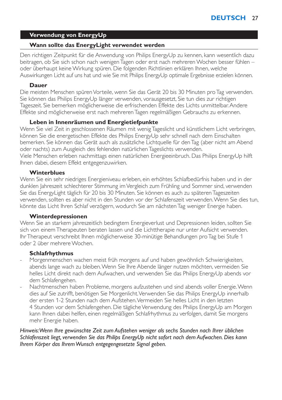 Philips EnergyUp Lampe Energylight User Manual | Page 27 / 92