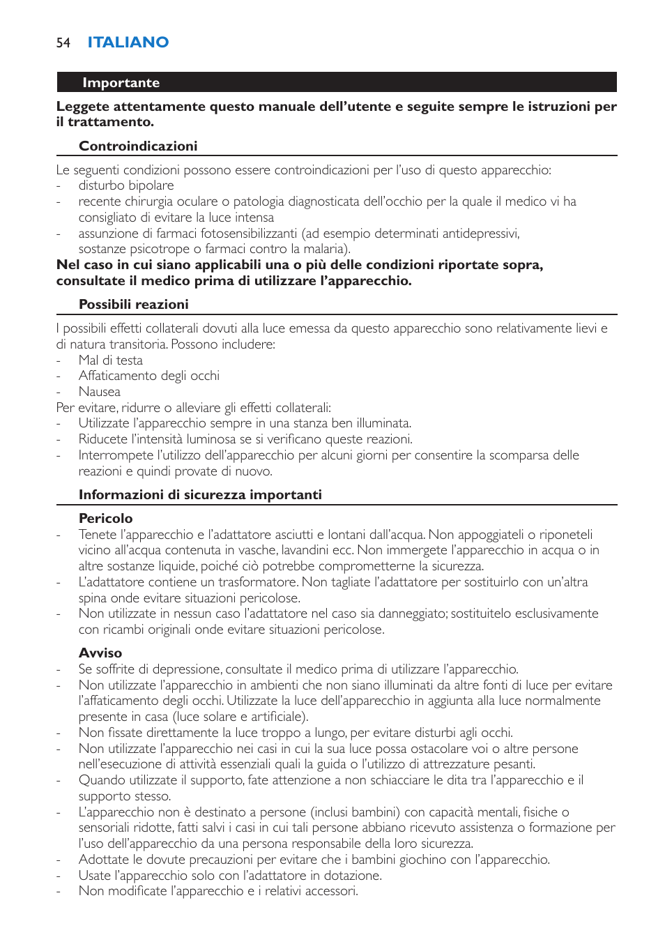 Philips EnergyUp Lampe Energylight User Manual | Page 54 / 92