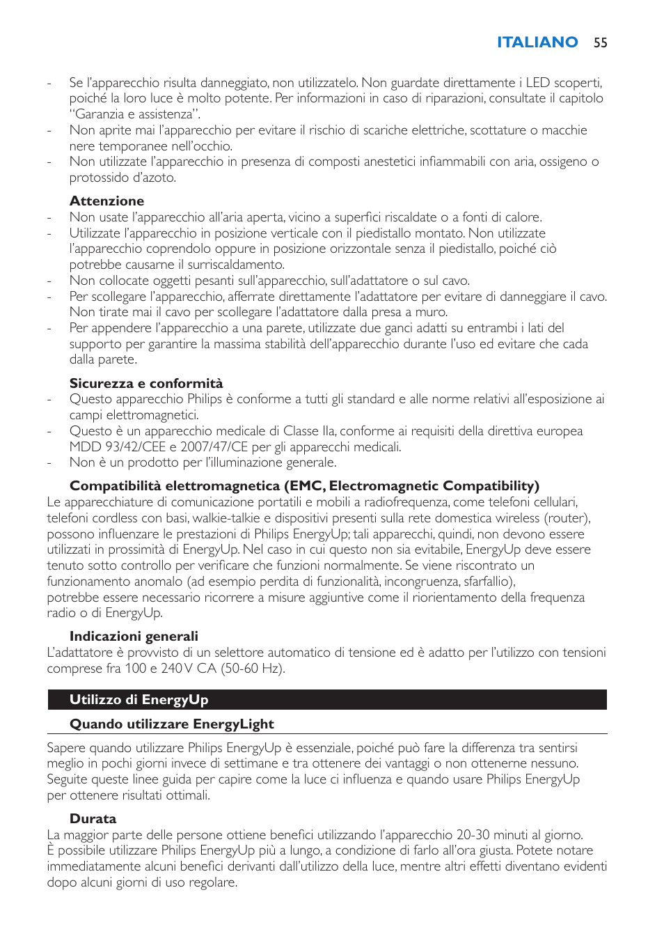 Philips EnergyUp Lampe Energylight User Manual | Page 55 / 92