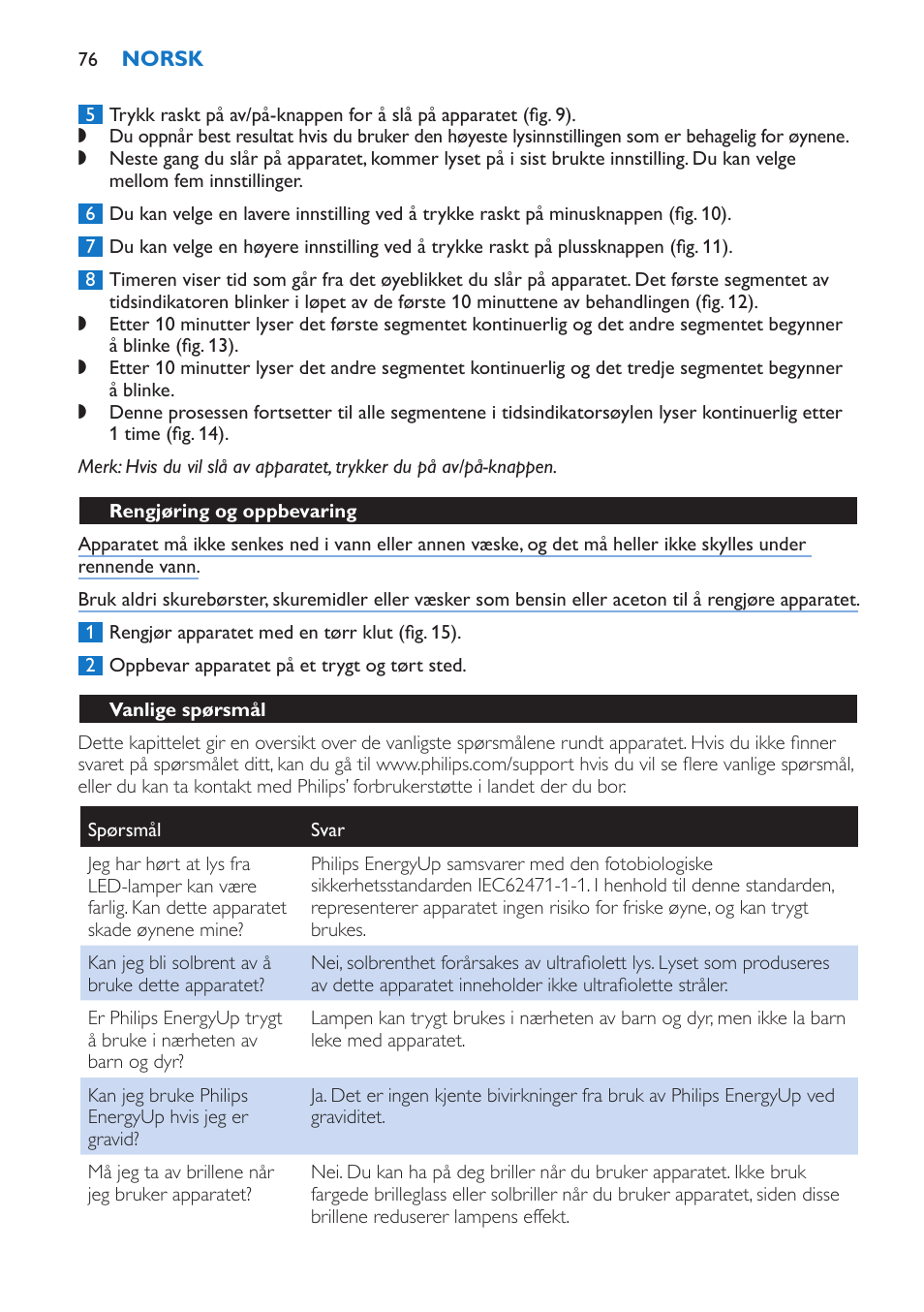 Philips EnergyUp Lampe Energylight User Manual | Page 76 / 92