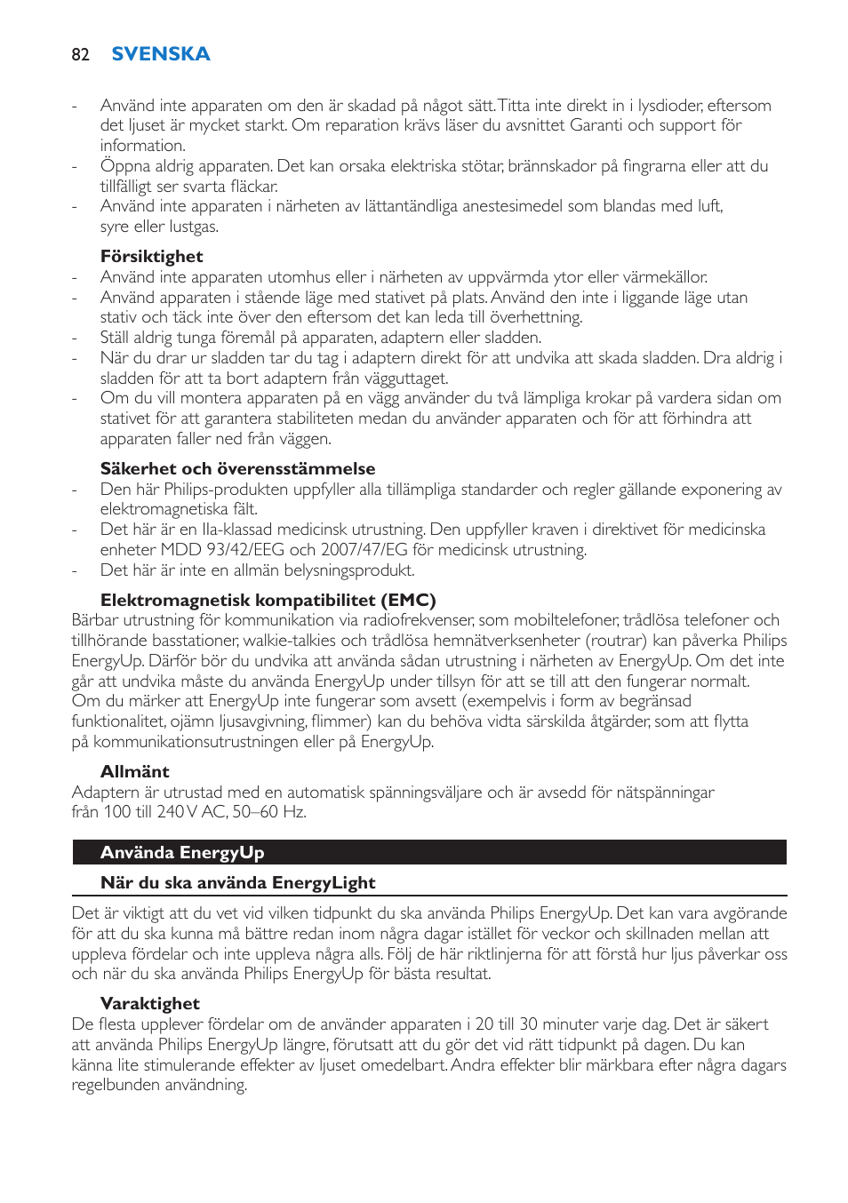 Philips EnergyUp Lampe Energylight User Manual | Page 82 / 92
