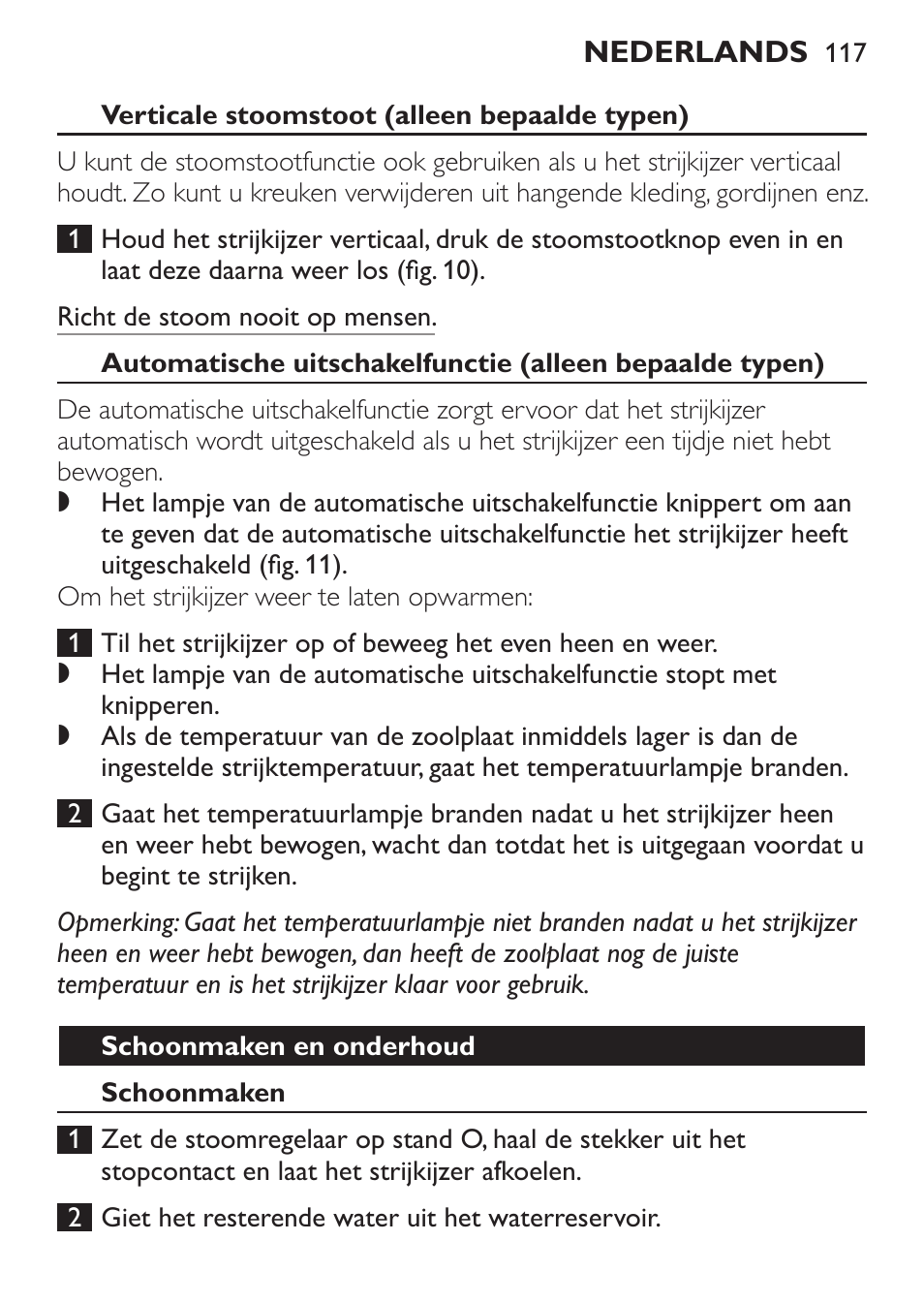 Verticale stoomstoot (alleen bepaalde typen), Schoonmaken en onderhoud, Schoonmaken | Philips 1900 series Fer vapeur User Manual | Page 117 / 176