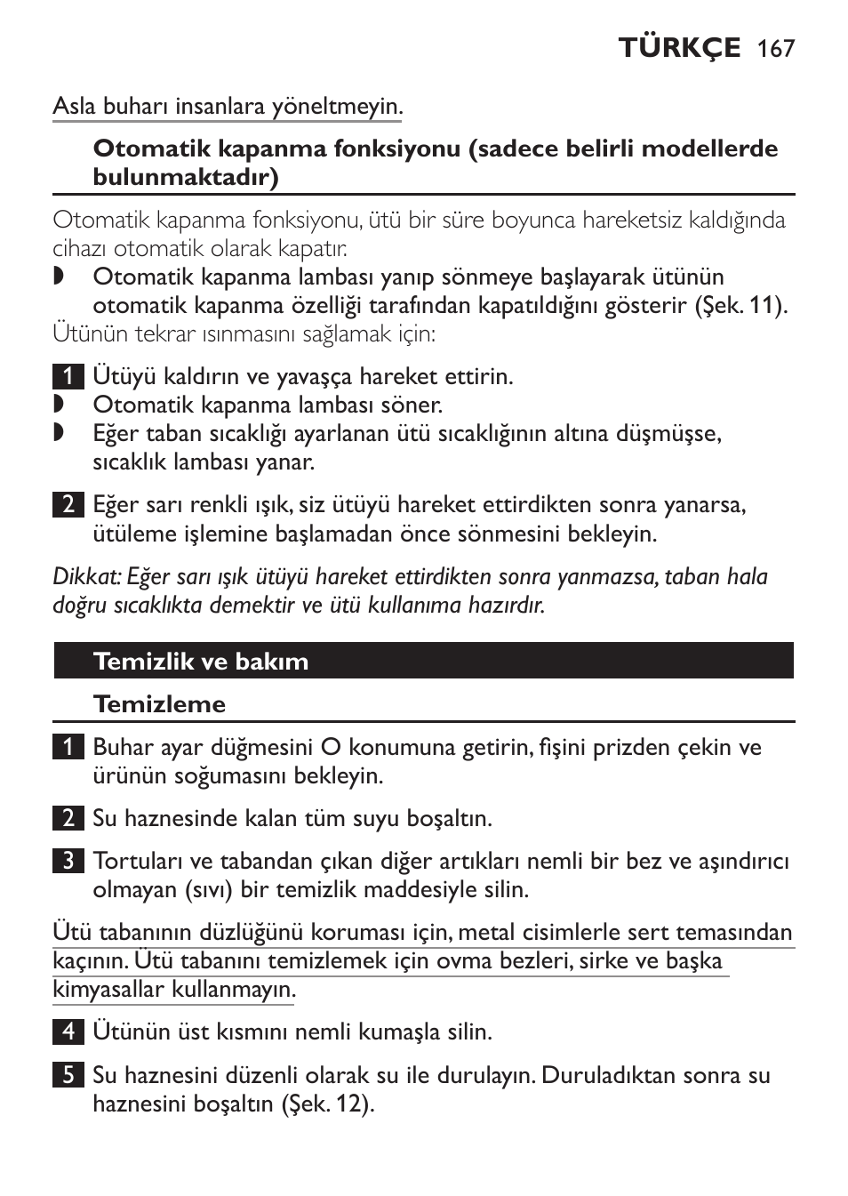 Temizlik ve bakım, Temizleme | Philips 1900 series Fer vapeur User Manual | Page 167 / 176