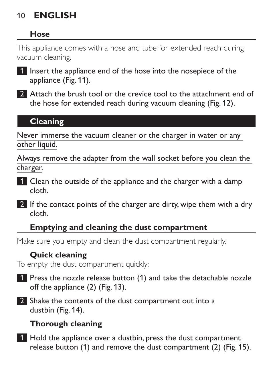 Philips MiniVac Aspirateur à main User Manual | Page 10 / 148