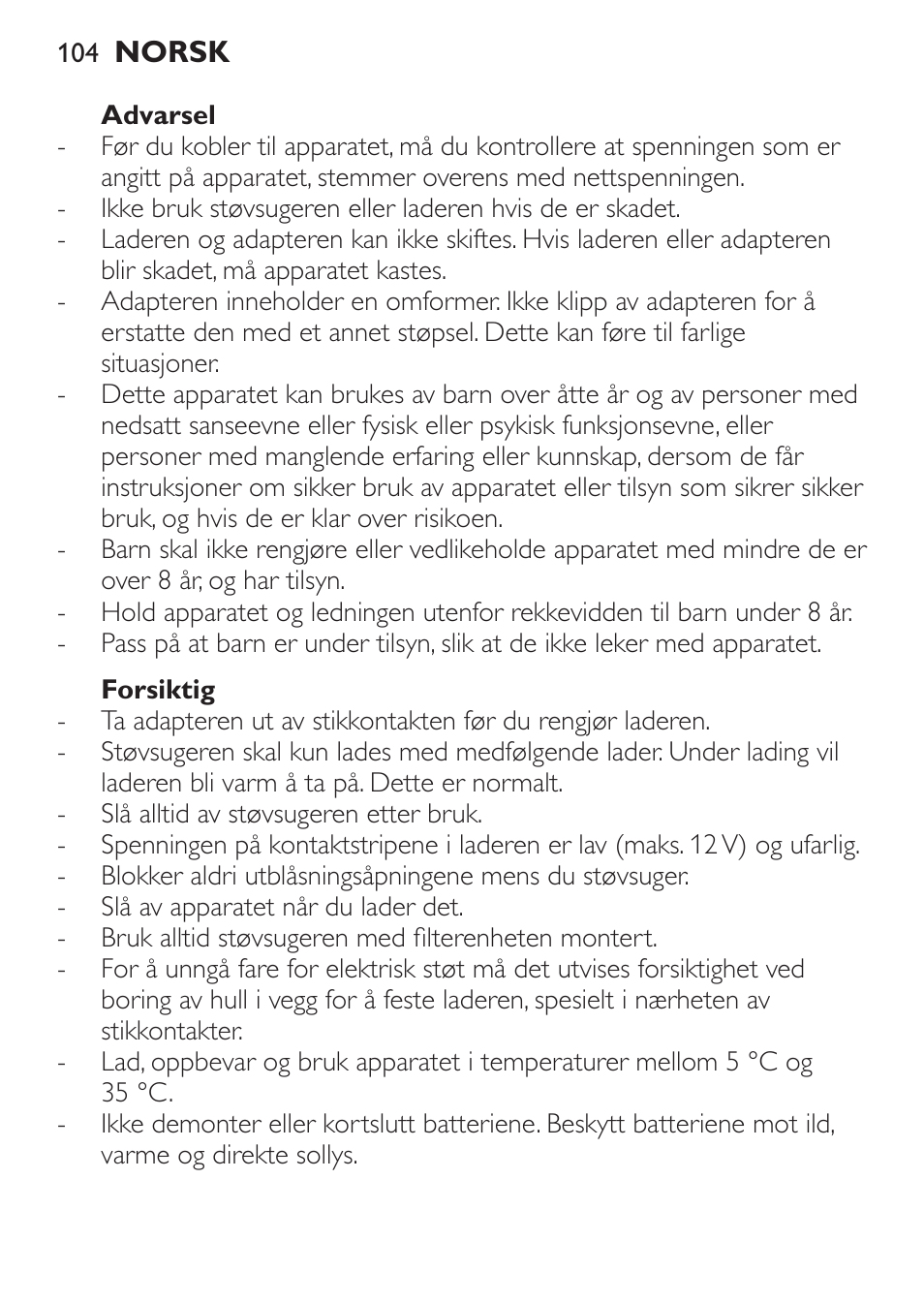 Philips MiniVac Aspirateur à main User Manual | Page 104 / 148