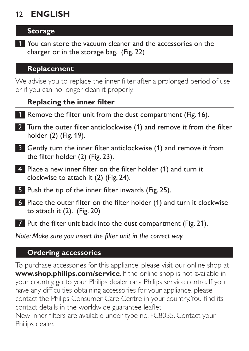 Philips MiniVac Aspirateur à main User Manual | Page 12 / 148