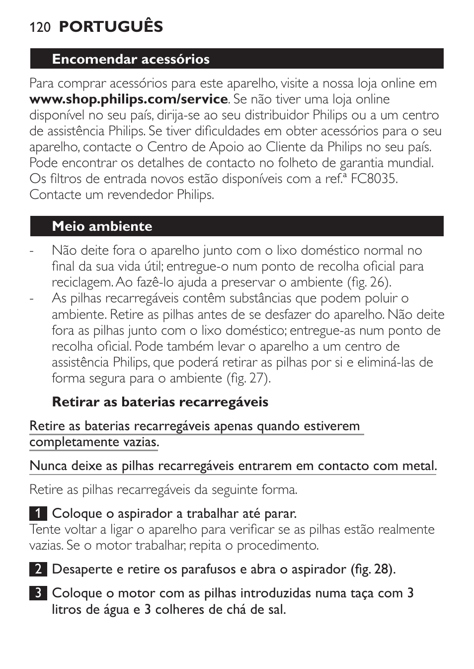 Philips MiniVac Aspirateur à main User Manual | Page 120 / 148