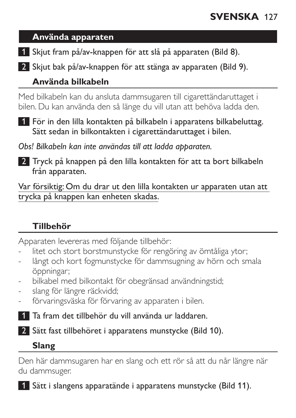 Philips MiniVac Aspirateur à main User Manual | Page 127 / 148