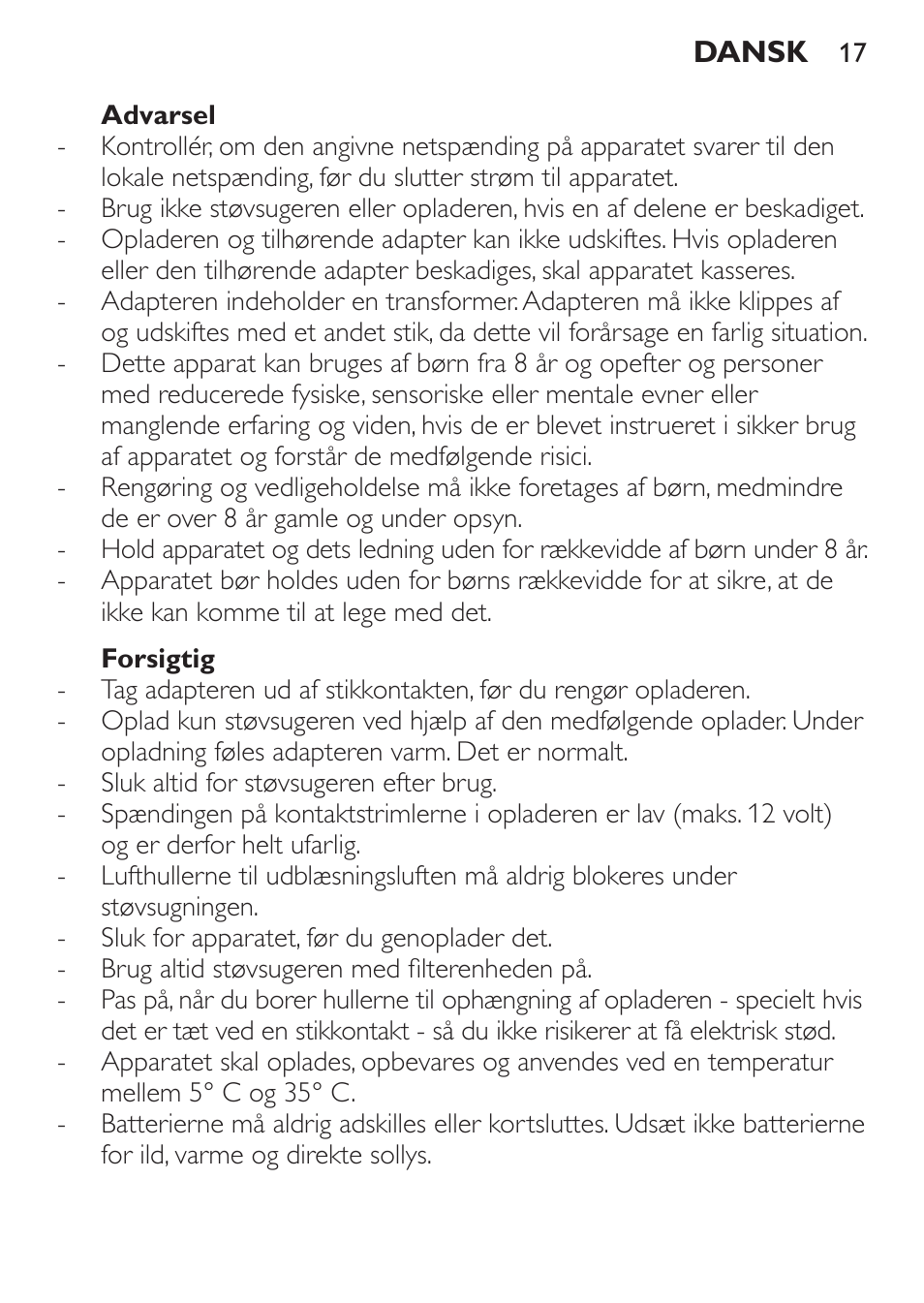 Philips MiniVac Aspirateur à main User Manual | Page 17 / 148