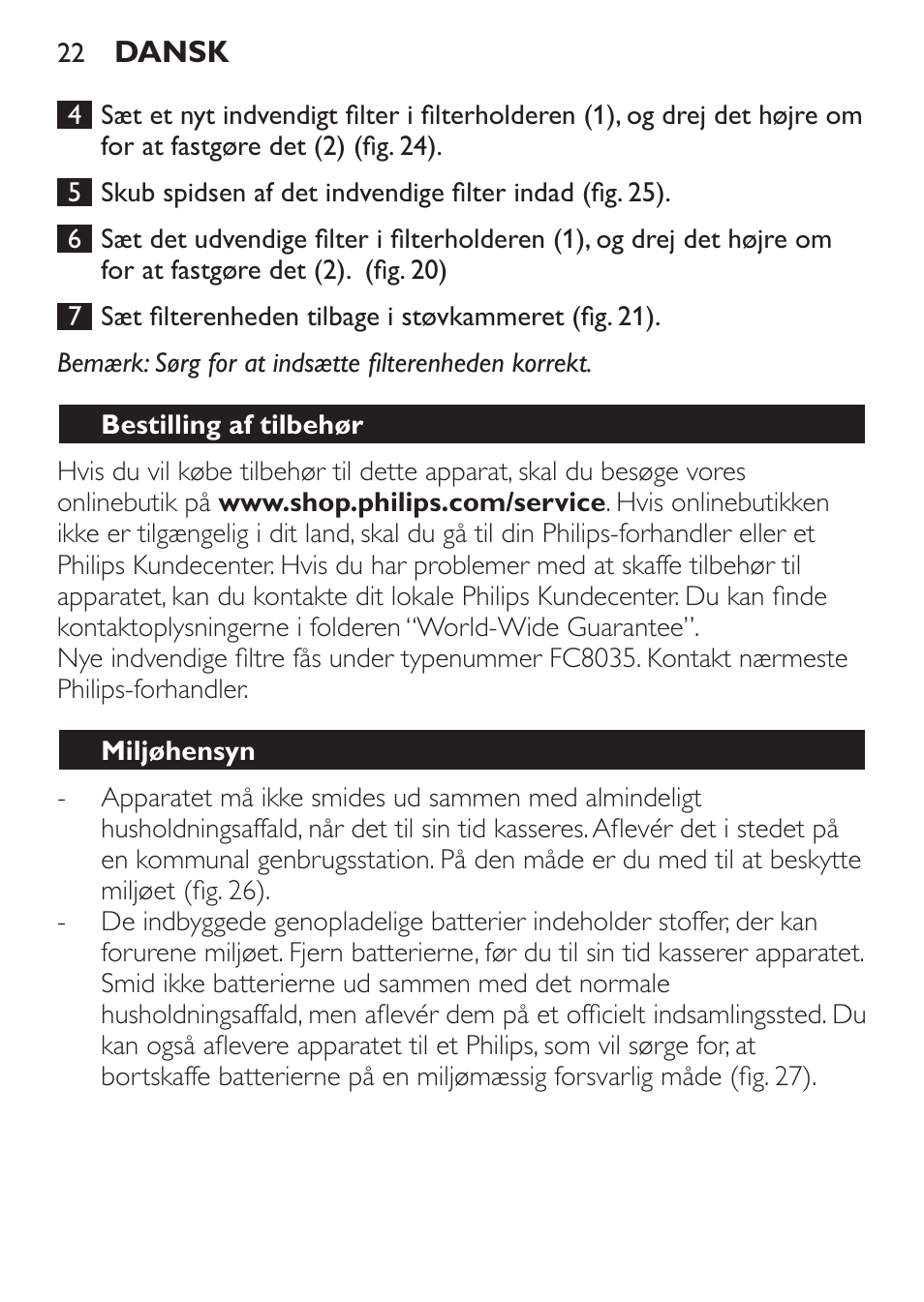 Philips MiniVac Aspirateur à main User Manual | Page 22 / 148