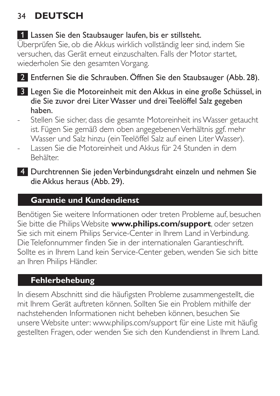 Philips MiniVac Aspirateur à main User Manual | Page 34 / 148