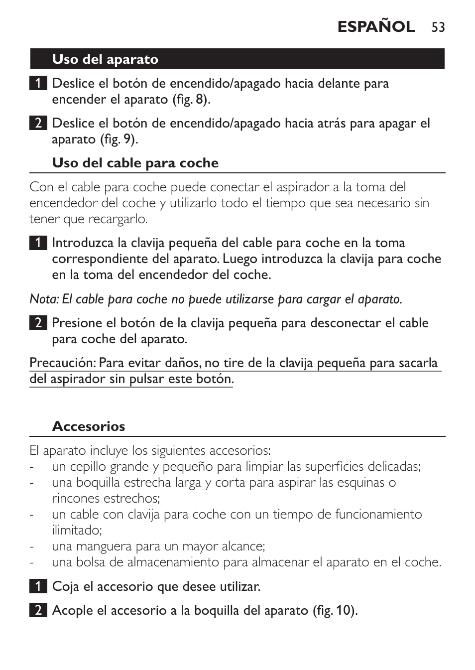 Philips MiniVac Aspirateur à main User Manual | Page 53 / 148