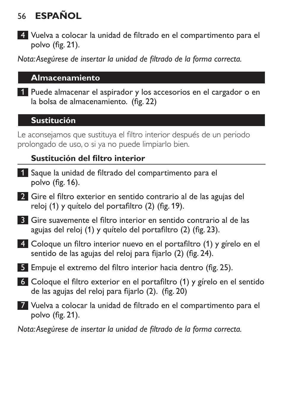 Philips MiniVac Aspirateur à main User Manual | Page 56 / 148