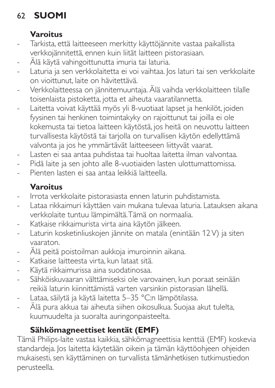 Philips MiniVac Aspirateur à main User Manual | Page 62 / 148