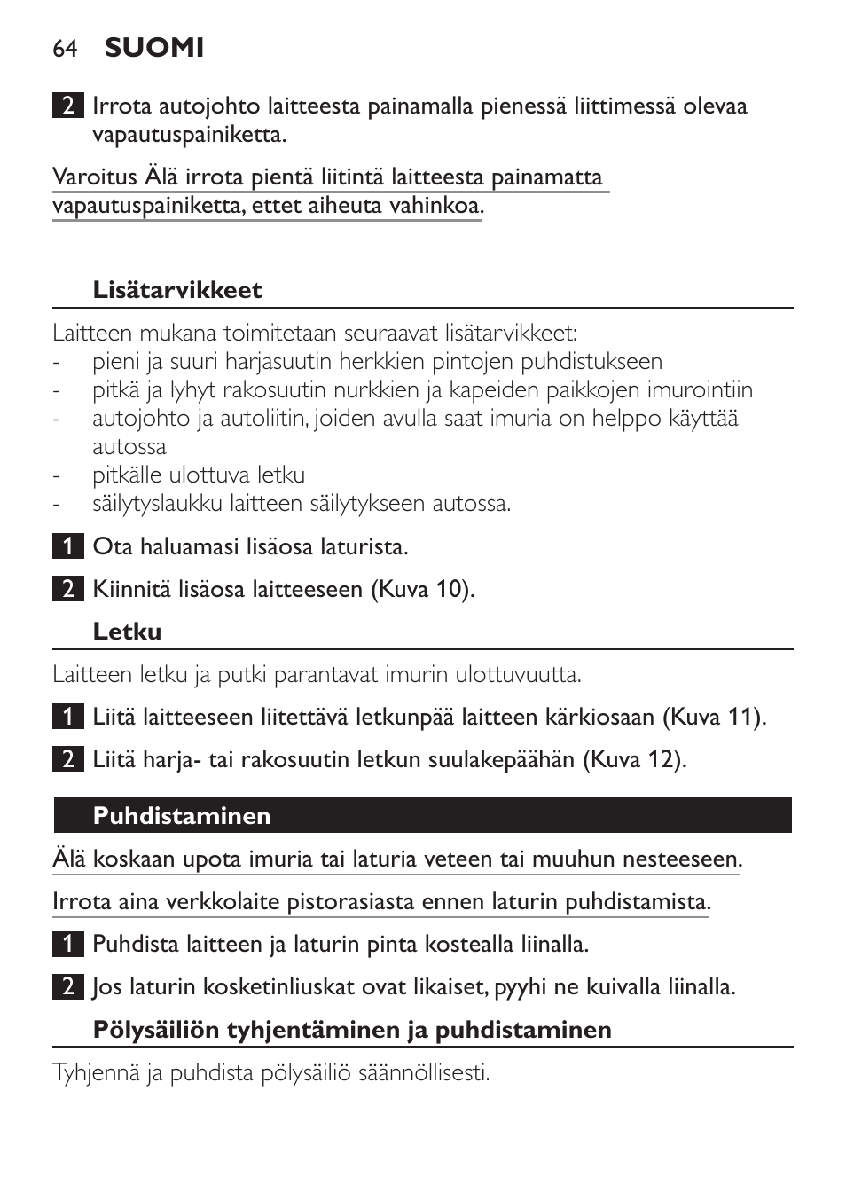 Philips MiniVac Aspirateur à main User Manual | Page 64 / 148