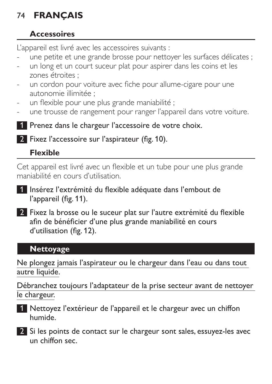 Philips MiniVac Aspirateur à main User Manual | Page 74 / 148