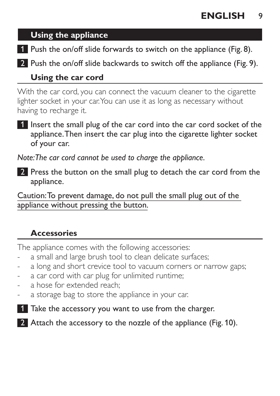 Philips MiniVac Aspirateur à main User Manual | Page 9 / 148