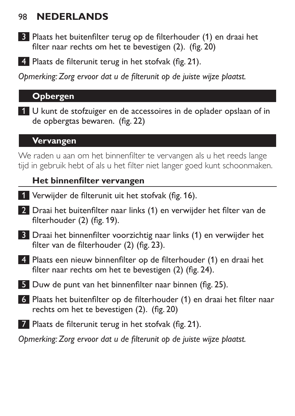 Philips MiniVac Aspirateur à main User Manual | Page 98 / 148