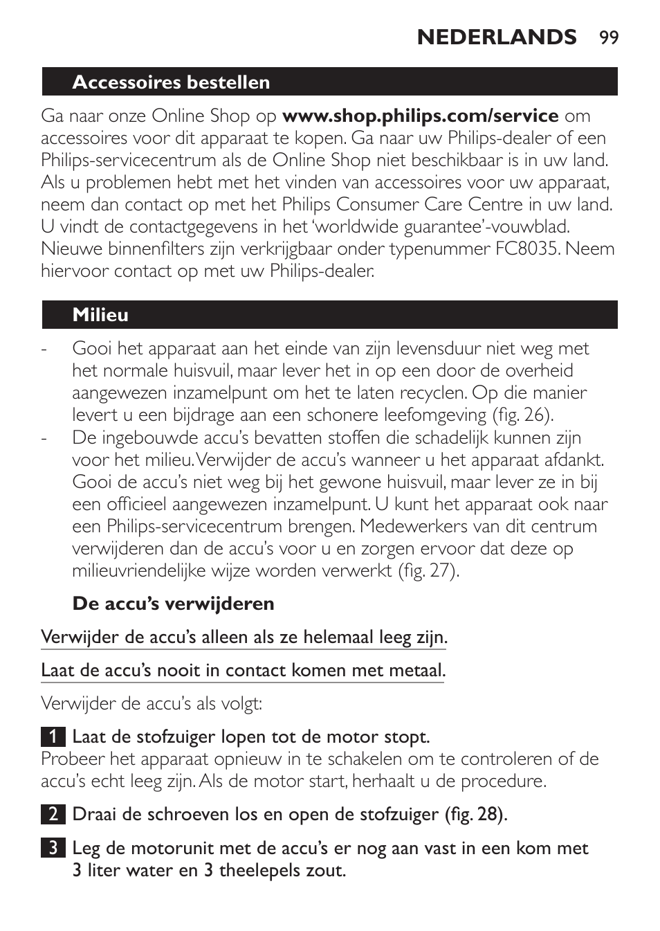 Philips MiniVac Aspirateur à main User Manual | Page 99 / 148