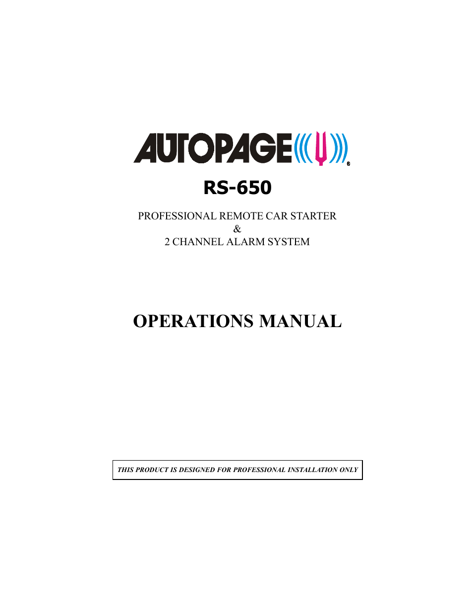 Auto Page RS-650 User Manual | 12 pages