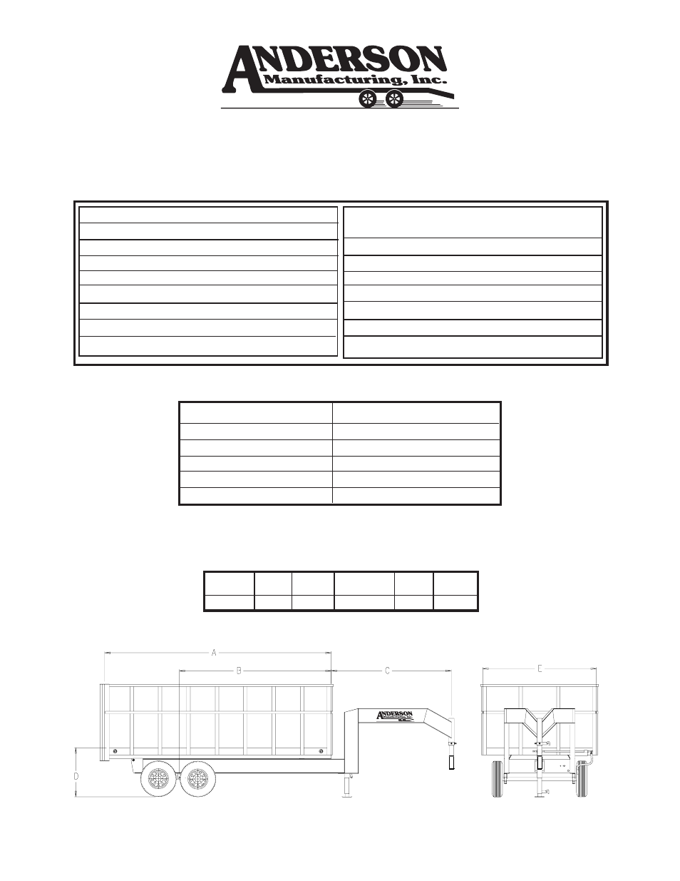 Anderson Manufacturing Dump Series DG7Ton User Manual | 1 page