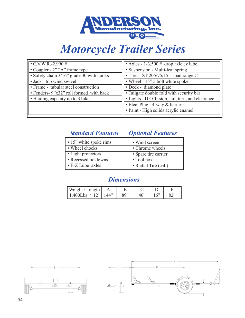 Anderson Manufacturing Utility Trailer User Manual | 1 page