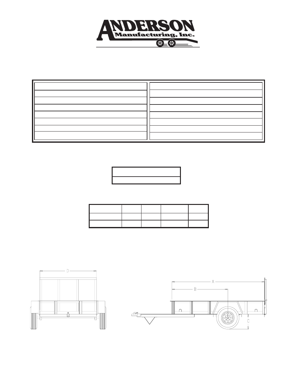 Anderson Manufacturing EC Utility Series User Manual | 1 page